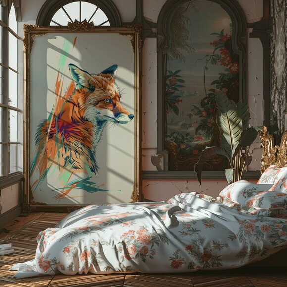 Original Abstract Fox Art Print + Digital Copy, Colorful Vibrant Illustration - Picture 4 of 10